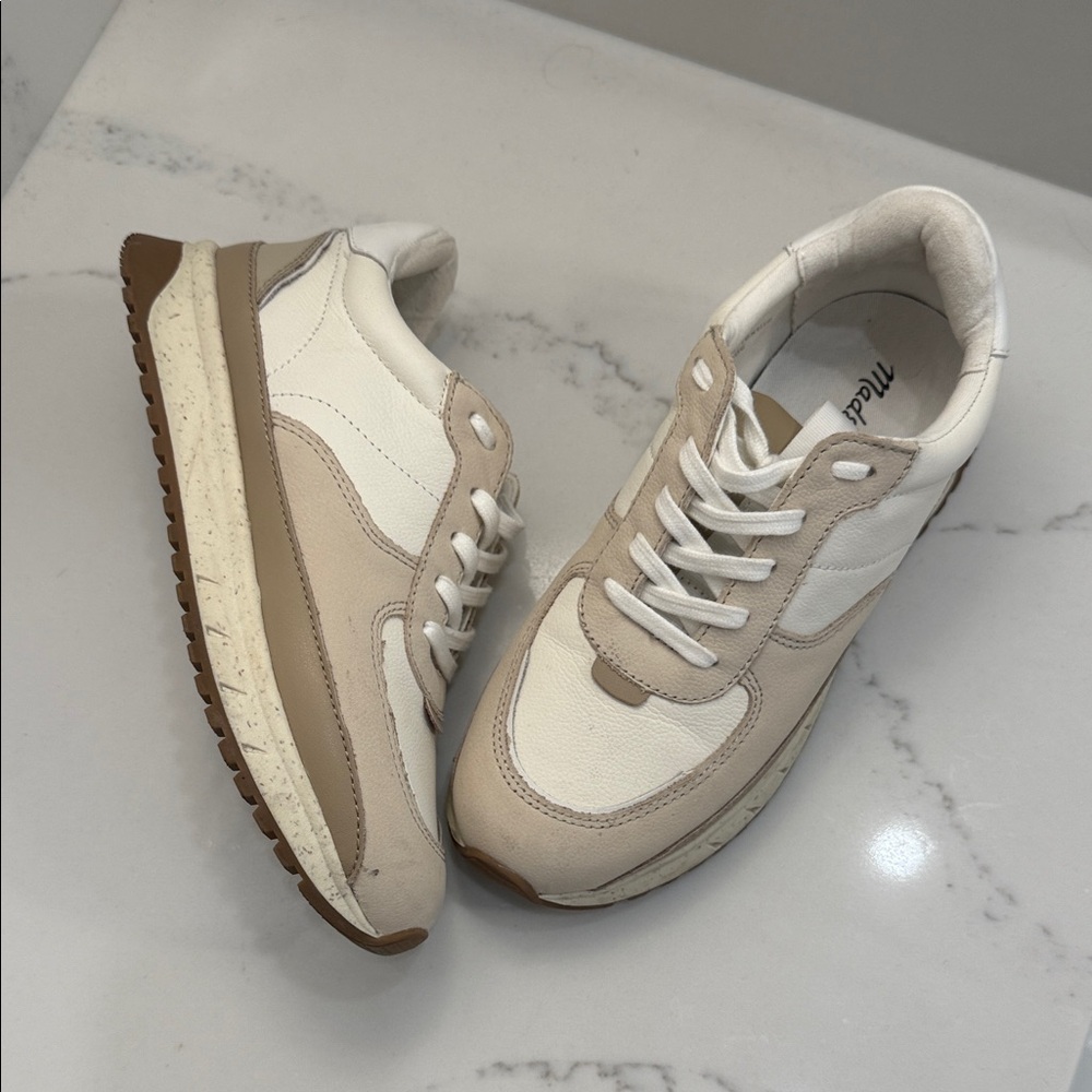Madewell Cream and Tan Sneakers